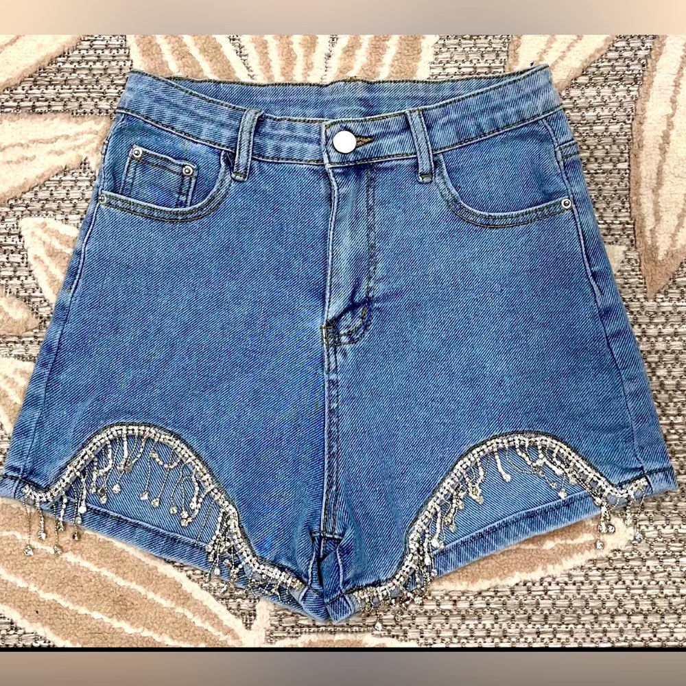 ⭐️ 5/$25 ⭐️ Rhinestone Denim Shorts Blue